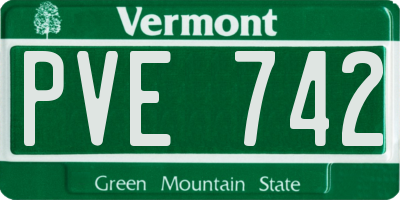 VT license plate PVE742