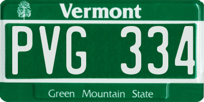 VT license plate PVG334