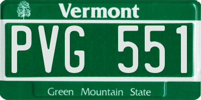 VT license plate PVG551