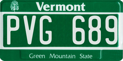 VT license plate PVG689