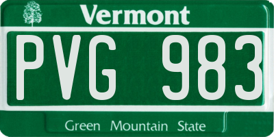 VT license plate PVG983