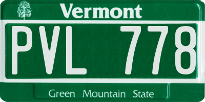 VT license plate PVL778