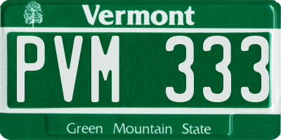 VT license plate PVM333