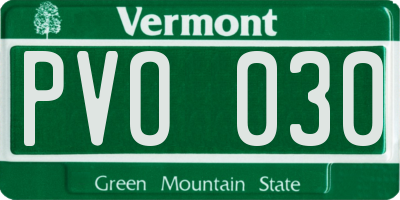 VT license plate PVO030