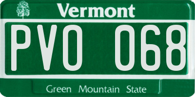 VT license plate PVO068