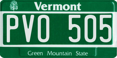 VT license plate PVO505