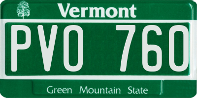 VT license plate PVO760