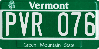 VT license plate PVR076