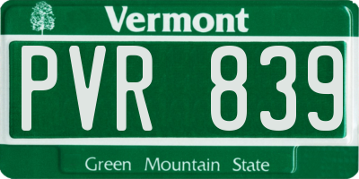 VT license plate PVR839