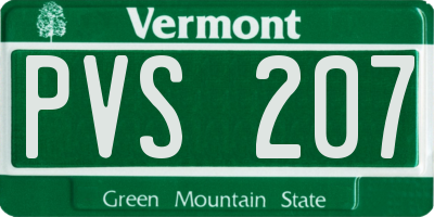 VT license plate PVS207