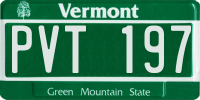 VT license plate PVT197