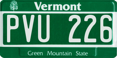 VT license plate PVU226