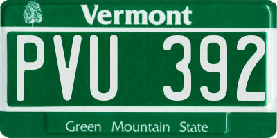 VT license plate PVU392