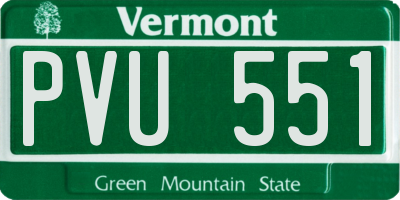 VT license plate PVU551