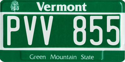 VT license plate PVV855