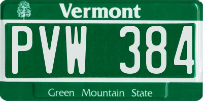 VT license plate PVW384