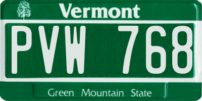 VT license plate PVW768