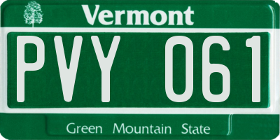 VT license plate PVY061