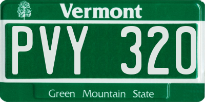 VT license plate PVY320