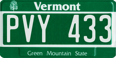 VT license plate PVY433