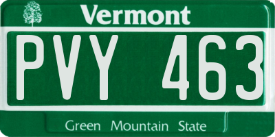 VT license plate PVY463
