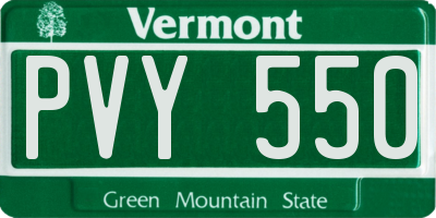 VT license plate PVY550