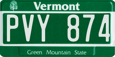 VT license plate PVY874