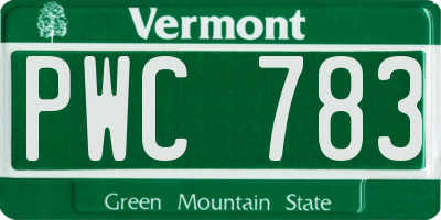 VT license plate PWC783