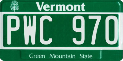 VT license plate PWC970