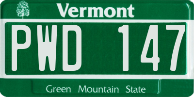 VT license plate PWD147