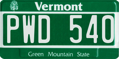 VT license plate PWD540