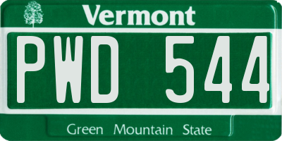 VT license plate PWD544