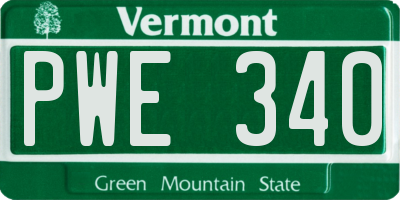 VT license plate PWE340
