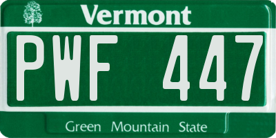 VT license plate PWF447