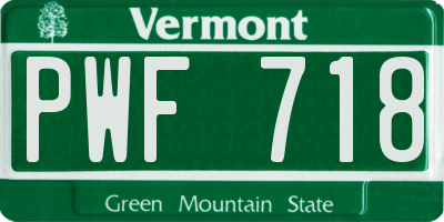 VT license plate PWF718
