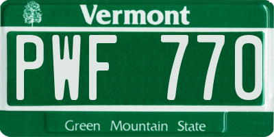 VT license plate PWF770