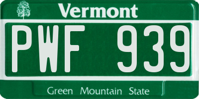 VT license plate PWF939