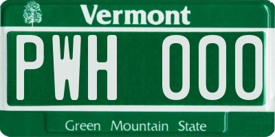 VT license plate PWH000