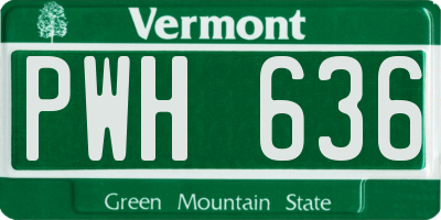 VT license plate PWH636