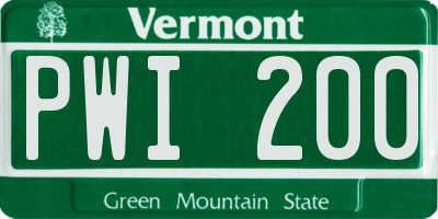 VT license plate PWI200