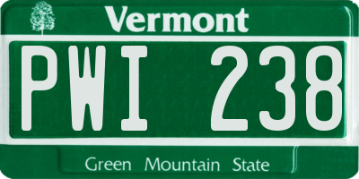VT license plate PWI238