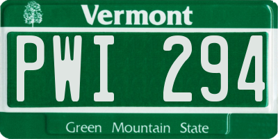 VT license plate PWI294