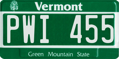 VT license plate PWI455