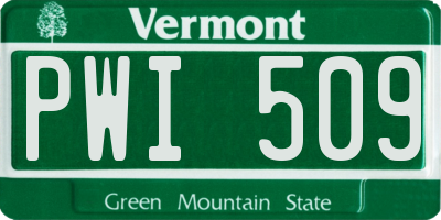 VT license plate PWI509