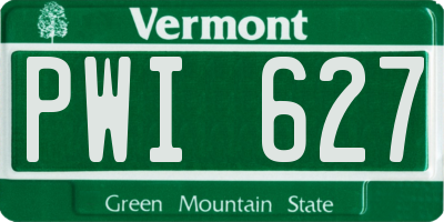 VT license plate PWI627