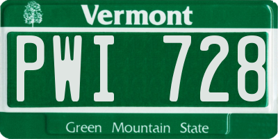 VT license plate PWI728