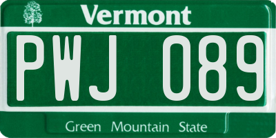 VT license plate PWJ089