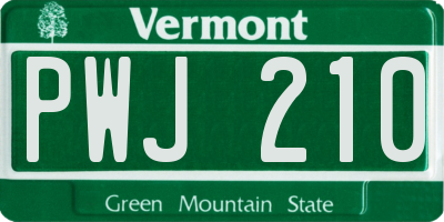 VT license plate PWJ210