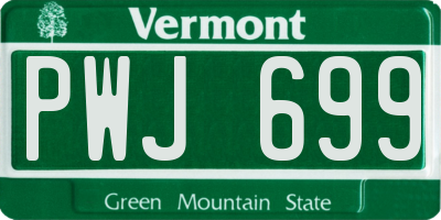 VT license plate PWJ699