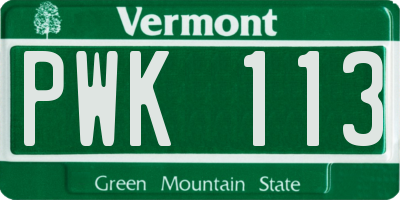 VT license plate PWK113